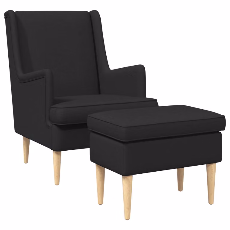 Set de sillón con pouf de 2 piezas vidaXL en color negro y acabado en tela para salón o dormitorio