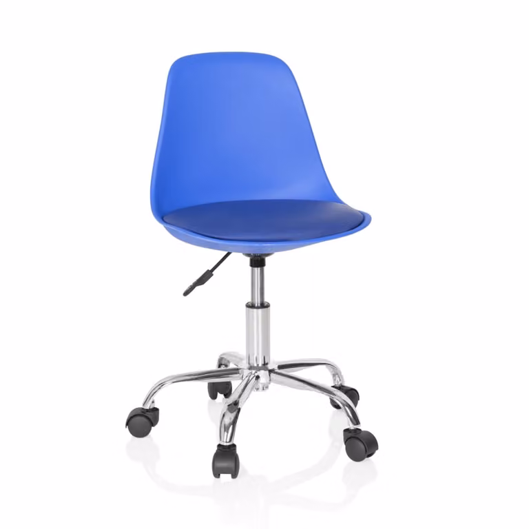 Silla giratoria para niños hjh Office Fancy II en azul y blanco con piel sintética