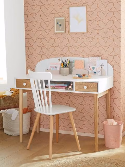 Escritorio infantil Vertbaudet Línea Confetti en blanco con motivos para habitación infantil