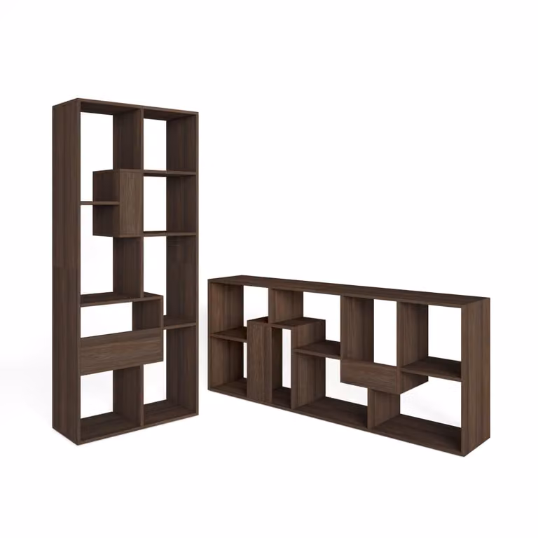 Librería estantería SKRAUT HOME en roble oscuro con diseño moderno, An/P/Al: 67 x 31 x 162 cm