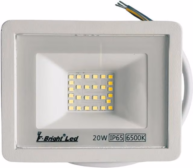 Proyector LED F-BRIGHT de 20W con sensor de movimiento, IP65 y luz blanca fría 6500K en acabado blanco de aluminio