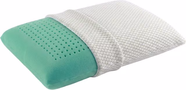 Almofada de Visco Soja Perfurada Transpirable INDREAM con Funda de Punto en Verde y Multicolor