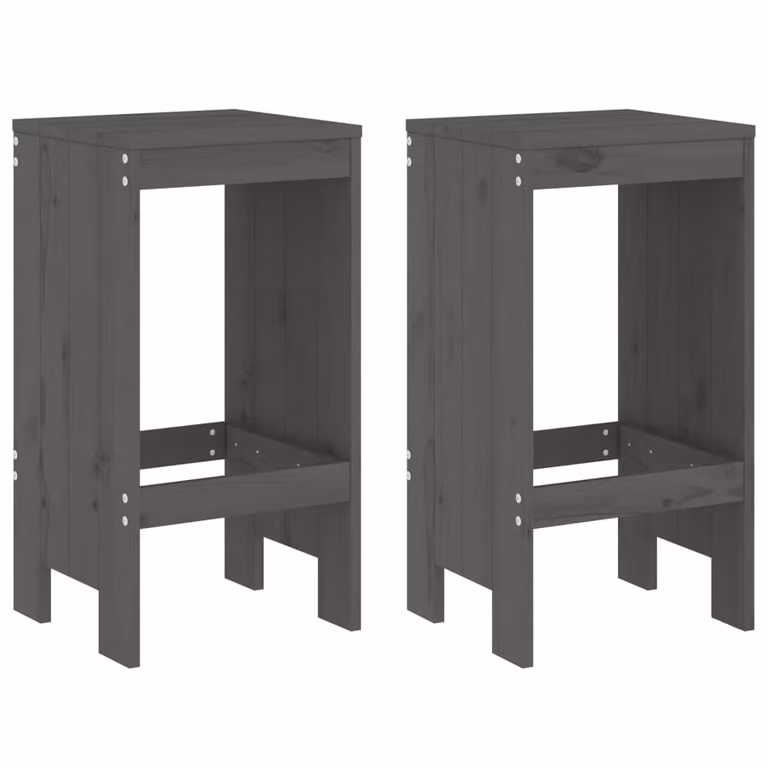 Set de 2 taburetes de cocina Syfax en madera maciza de pino color gris, An/P/Al: 40 x 36 x 75 cm