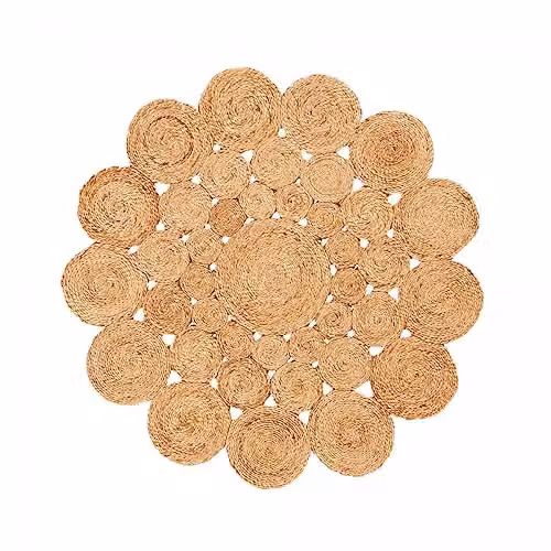 Alfombra redonda de yute tejida IMPALO en color beige, Diámetro: 80 cm