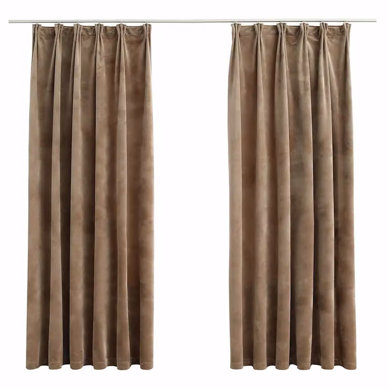 Set de 2 cortinas opacas de terciopelo vidaXL en color beige con ganchos, An/Al: 140 x 175 cm