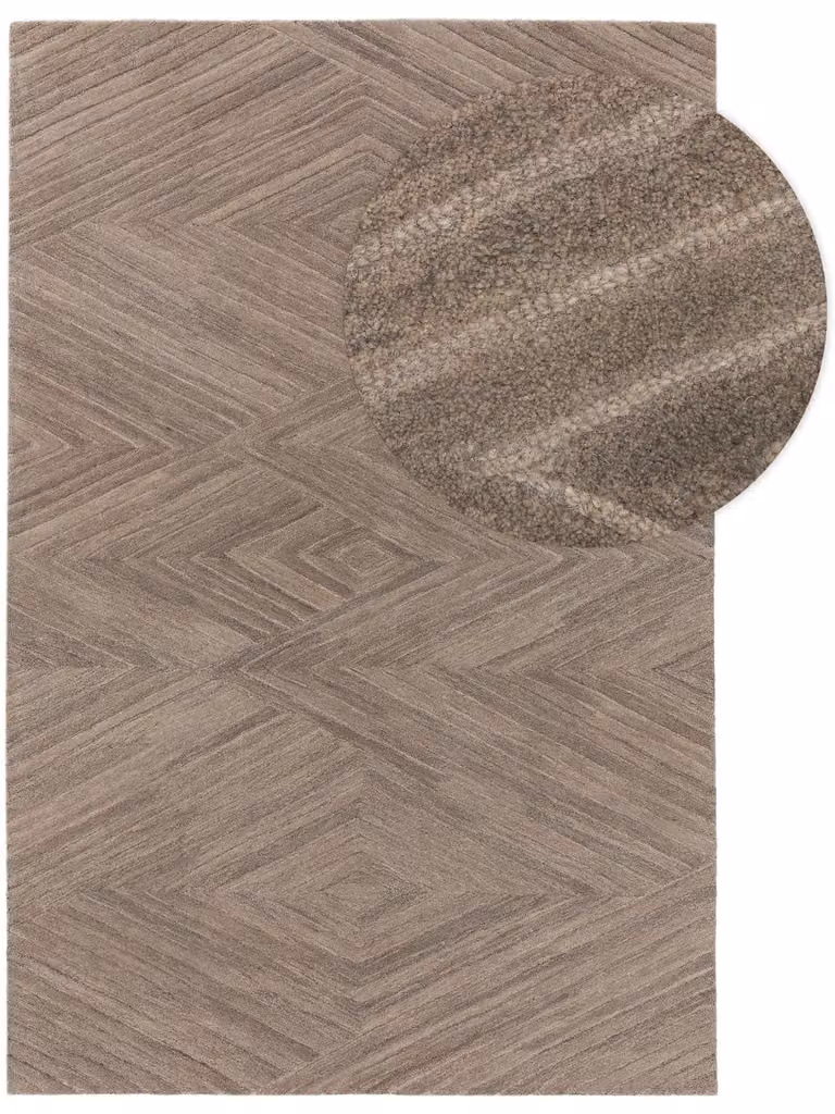 Alfombra de lana Benuta con diseño geométrico moderno en colores beige y marrón, An/P: 120 x 170 cm