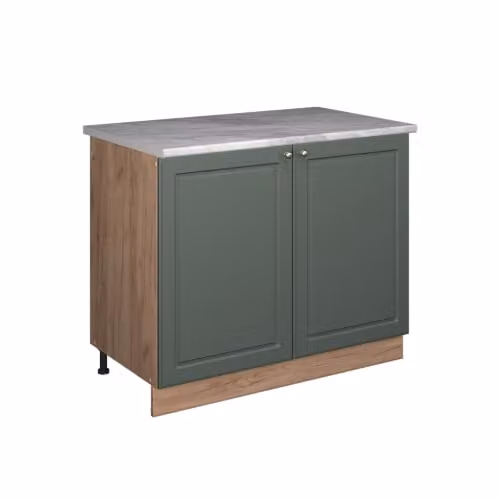Mueble bajo para fregadero Vicco Fame-Line Verde Dorado y Roble de estilo Casa de Campo con puertas de cierre suave An: 100 cm, Al: 82 cm, P: 51,6 cm