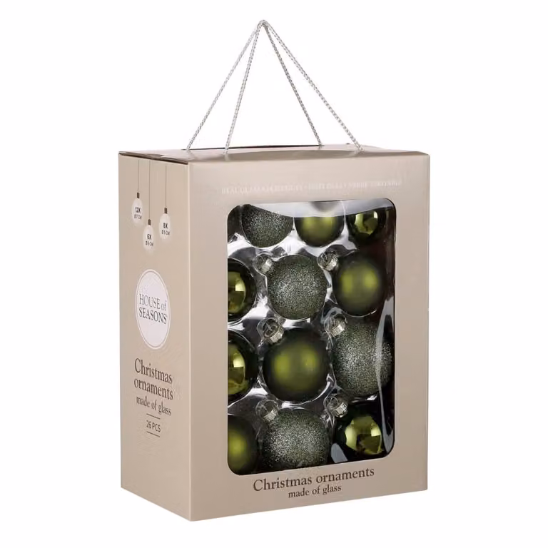 Bola de Navidad de Vidrio Mica Decorations Color Marrón y Verde Diámetro: 7 cm