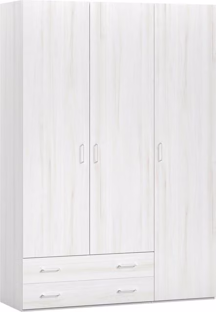 Armario Noel de El Corte Inglés con 3 puertas y 2 cajones en color blanco y beige