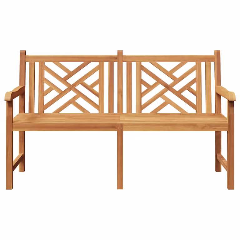 vidaXL Banco de jardín de madera de teca maciza color marrón An/P/Al: 150 x 60 x 90 cm