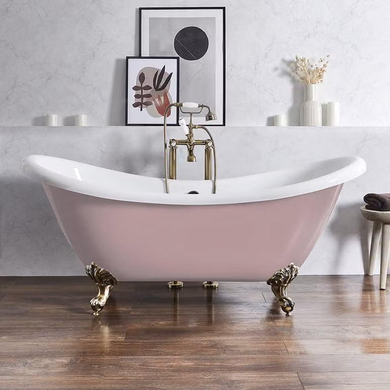 Bañera exenta ovalada Hudson Reed en color rosa de acrílico, An/P/Al: 175 x 73 x 77 cm