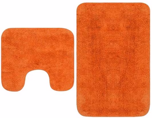Conjunto de 2 alfombrillas de baño de algodón antideslizantes vidaXL color naranja de estilo moderno