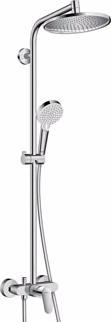 Sistema de ducha Hansgrohe Crometta S con grifo monomando, ducha lluvia y de mano, acabado cromado