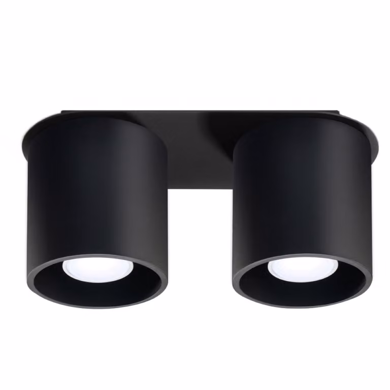 Lámpara de techo moderna Sollux Lighting en aluminio negro, forma cilíndrica, Altura: 12 cm