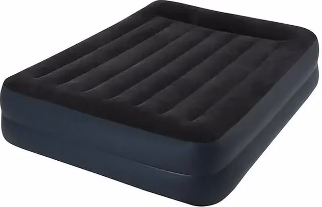 Cama de aire Intex Durabeam Standard azul y negra con bomba integrada, Al x An x P: 42 x 152 x 203 cm