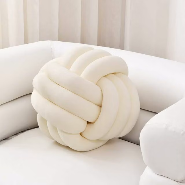 Cojín Redondo de Peluche LIIYIELA con Forma de Nudo en Blanco y Negro para Habitación Infantil, Diámetro: 30 cm