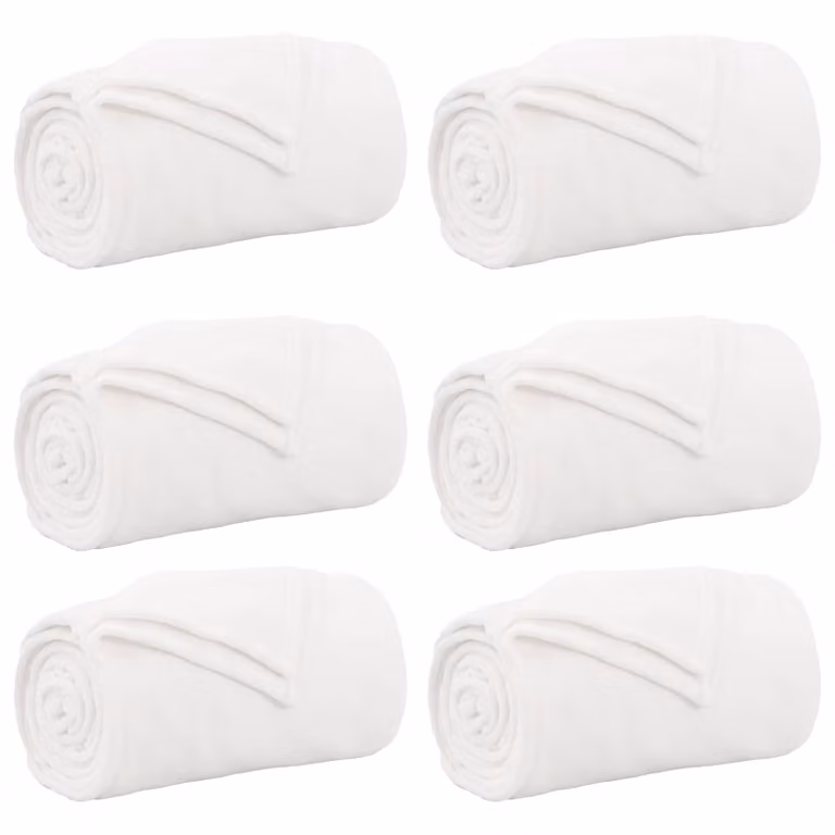 Pack de 6 mantas de sofá vidaXL de lana y vellón, color blanco, 220 x 240 cm