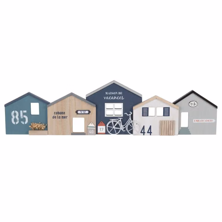 Decoración de pared de Maisons du Monde con forma de cabaña de pescador en estilo náutico y multicolor, An/Al: 83 x 22 cm
