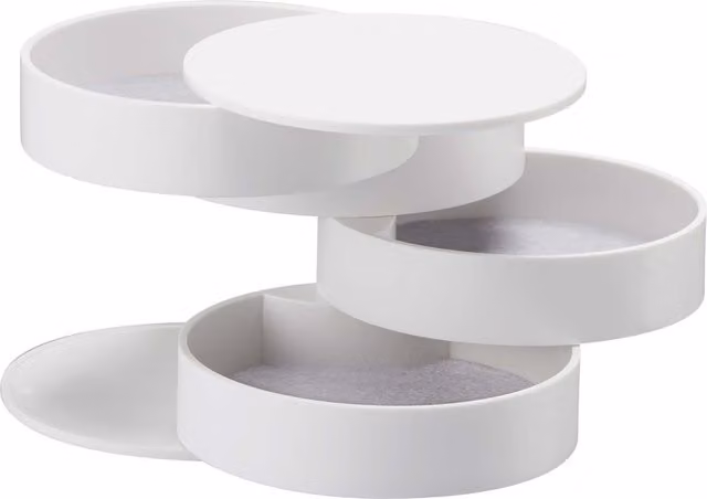 Caja de joyas Yamazaki de 4 niveles en color blanco con diseño moderno