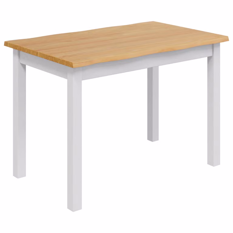 Mesa de comedor vidaXL EKAI de madera de pino lacada en blanco y negro, estilo industrial, rectangular, An/P/Al: 112 x 70 x 76,5 cm