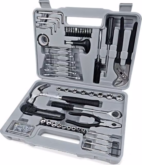 Caja de herramientas universal Monzana de acero, 141 piezas, color gris