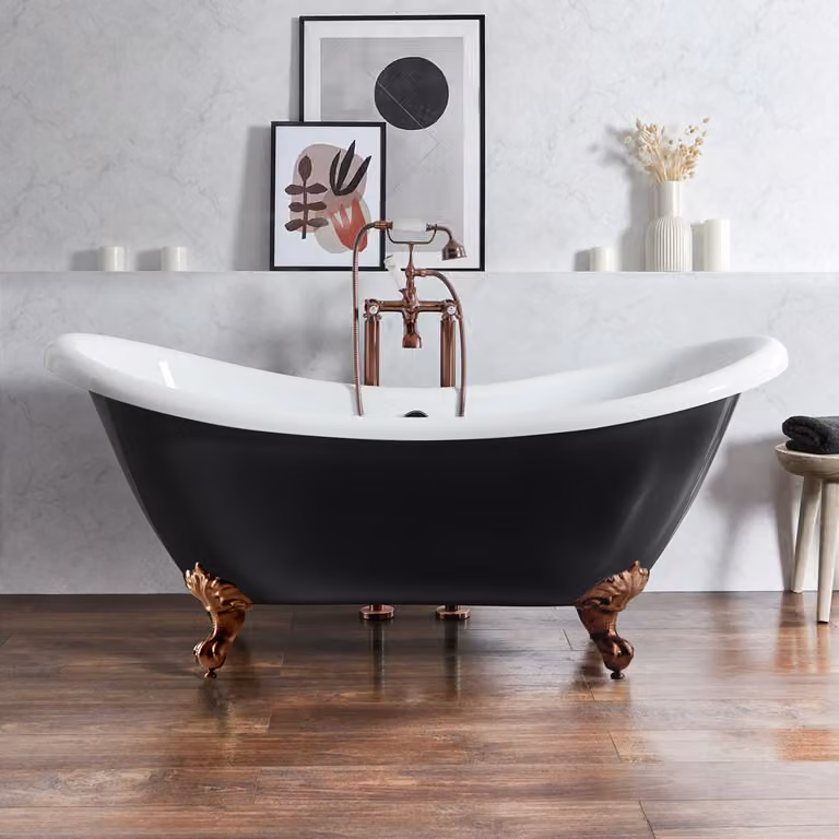 Bañera exenta ovalada Hudson Reed en color negro de acrílico, An/P/Al: 175 x 73 x 77 cm