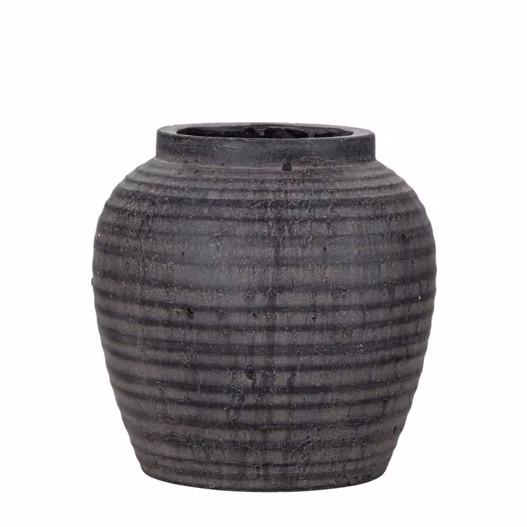 Jardinera de mesa House Doctor de cerámica rústica en color gris y marrón con diámetro de 26 cm