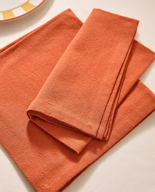 Set de 2 servilletas de algodón lavado El Corte Inglés color naranja