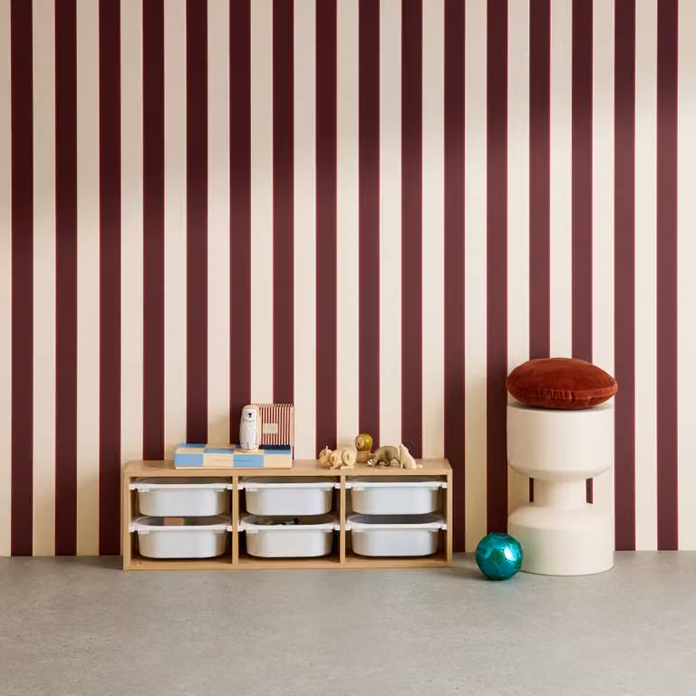 Mueble de almacenamiento infantil horizontal Sora de Sweeek con 6 cajas, color natural, An: 97.5 cm, P: 21 cm, Al: 29.4 cm