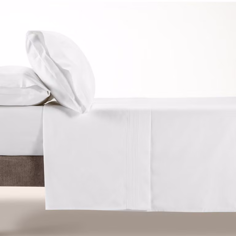 Juego de sábanas Manterol de algodón mako satén de 600 hilos en color blanco para cama de 140x200 cm