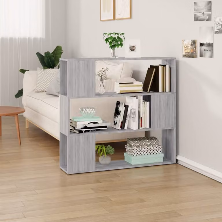 Estantería divisor de espacios Maison Chic en madera gris mate, An/P/Al: 100 x 24 x 94 cm