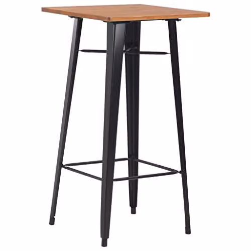 Mesa de comedor tipo barra bistro Helloshop26 de estilo moderno con base de columna central, acabado en madera de pino y acero, An: 108 cm, P: 60 cm, Al: 108 cm