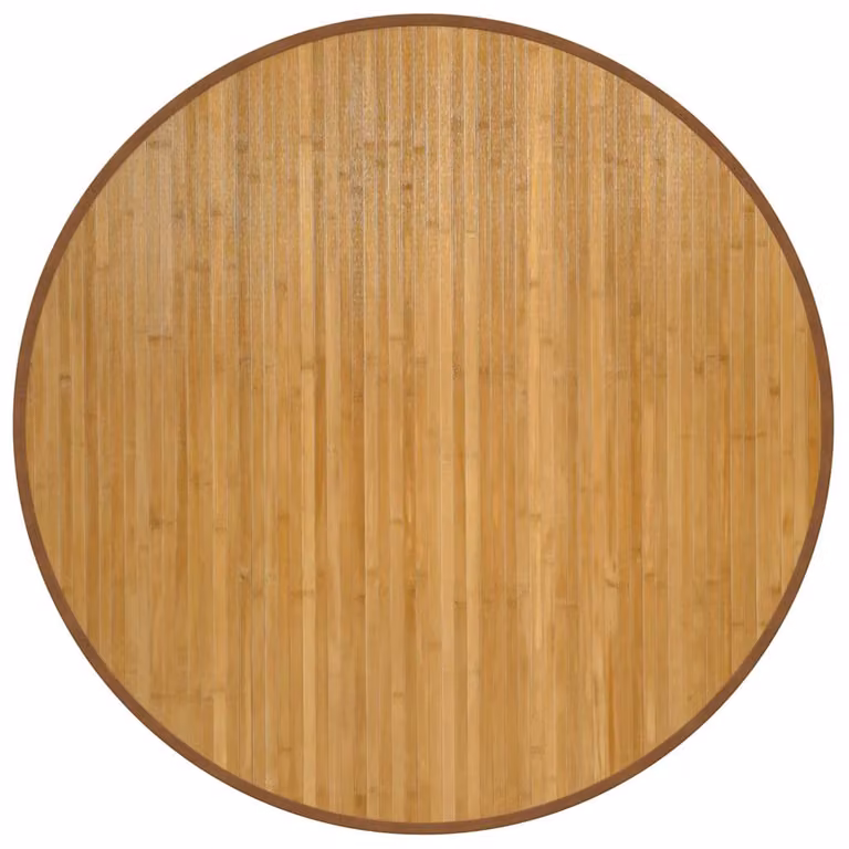 Alfombra redonda de bambú antideslizante vidaXL color beige y marrón, Diámetro: 100 cm
