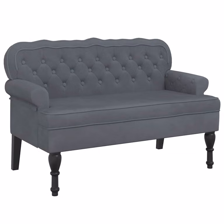 vidaXL Banco con respaldo de terciopelo gris oscuro, An/P/Al: 119,5 x 64,5 x 75 cm