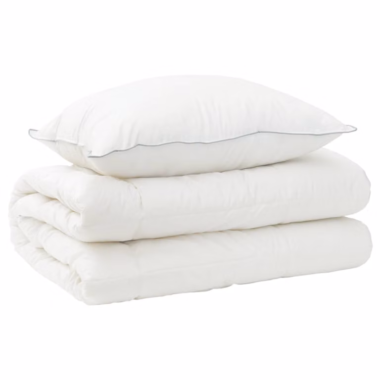 Juego de edredón y almohada vidaXL de 2 piezas para 4 estaciones en color blanco con lana y microfibra, An/P/Al: 155 x 200 cm