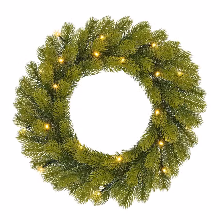 Corona decorativa de Navidad Nagoya de Black Box Trees, color verde, forma redonda, An/An/Al: 12 x 12 x 12 cm