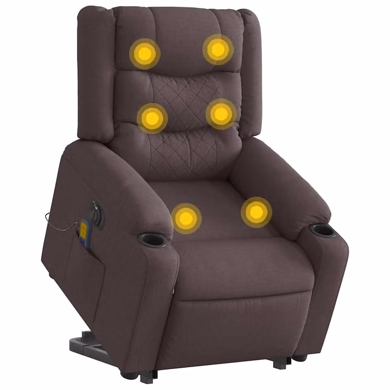 Sillón de masaje eléctrico reclinable y elevable vidaXL en tela marrón oscuro
