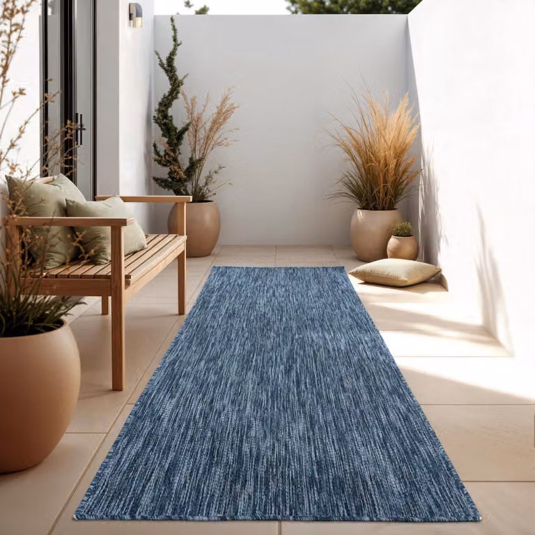 Alfombra Paco Home de tejido plano para interior y exterior, color azul, An/P/Al: 80 x 250 cm