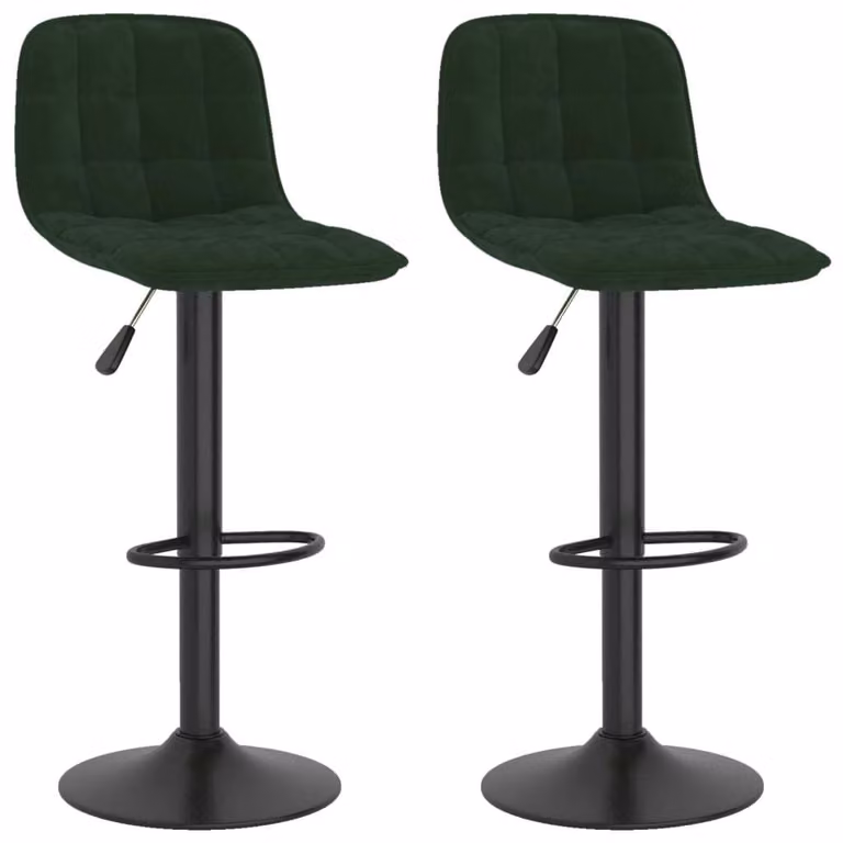 Set de 2 taburetes Syfax para cocina y comedor en terciopelo verde oscuro con estructura de metal