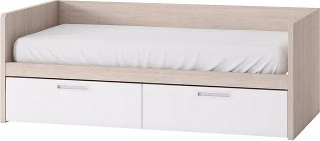 Cama Mio El Corte Inglés con 2 cajones y cabecero alto en beige y blanco