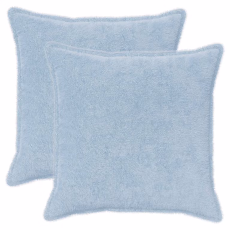 Set de 2 fundas de almohada de pelo sintético vidaXL HOUTEN, color azul claro, 55 x 55 cm