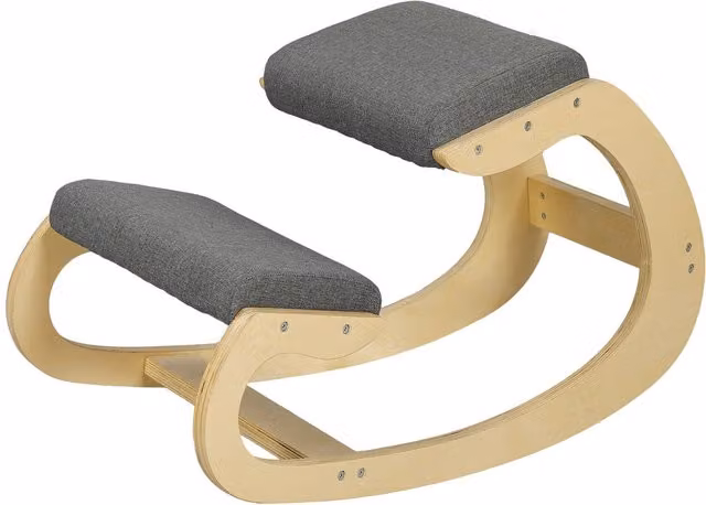 Silla de balanceo ergonómica con apoyo de rodillas NORTHIX en color gris y madera de abedul para mejorar tu postura