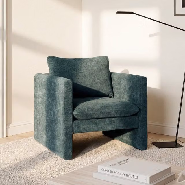 Sillón de lectura Hedda de Klast Home en color verde con diseño minimalista y tapizado de tela
