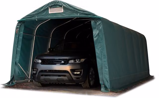 Carpa de garaje portátil TOOLPORT impermeable en PVC y acero galvanizado, color verde, An/P/Al: 3,3 x 7,2 m