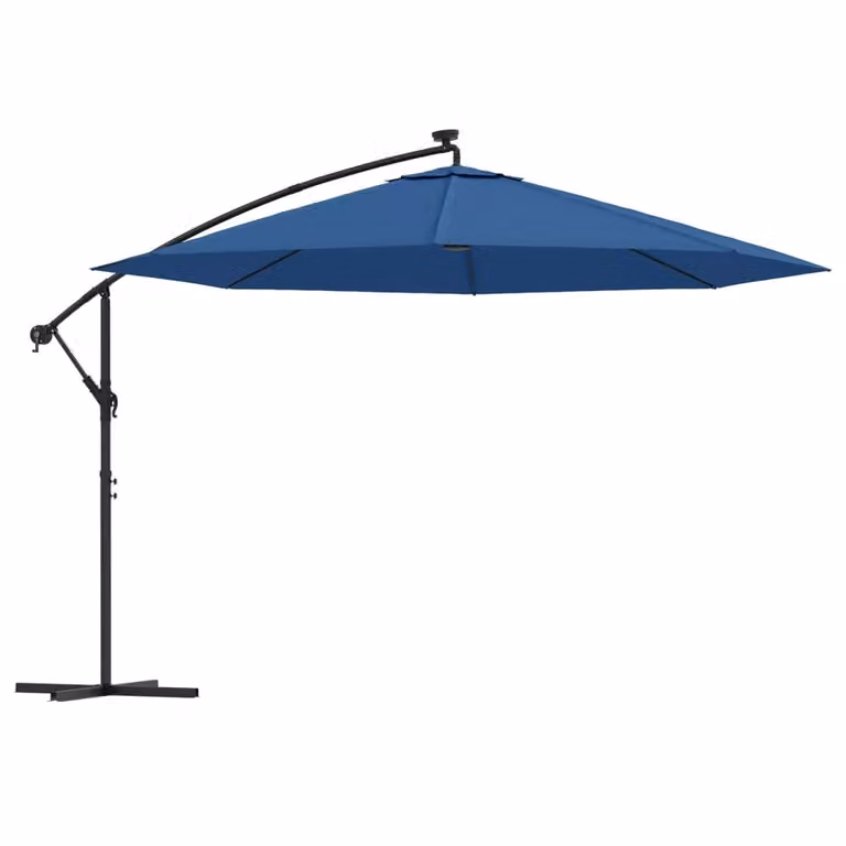 Sombrilla de jardín voladiza Syfax con luces LED en color azul celeste, diámetro de 350 cm