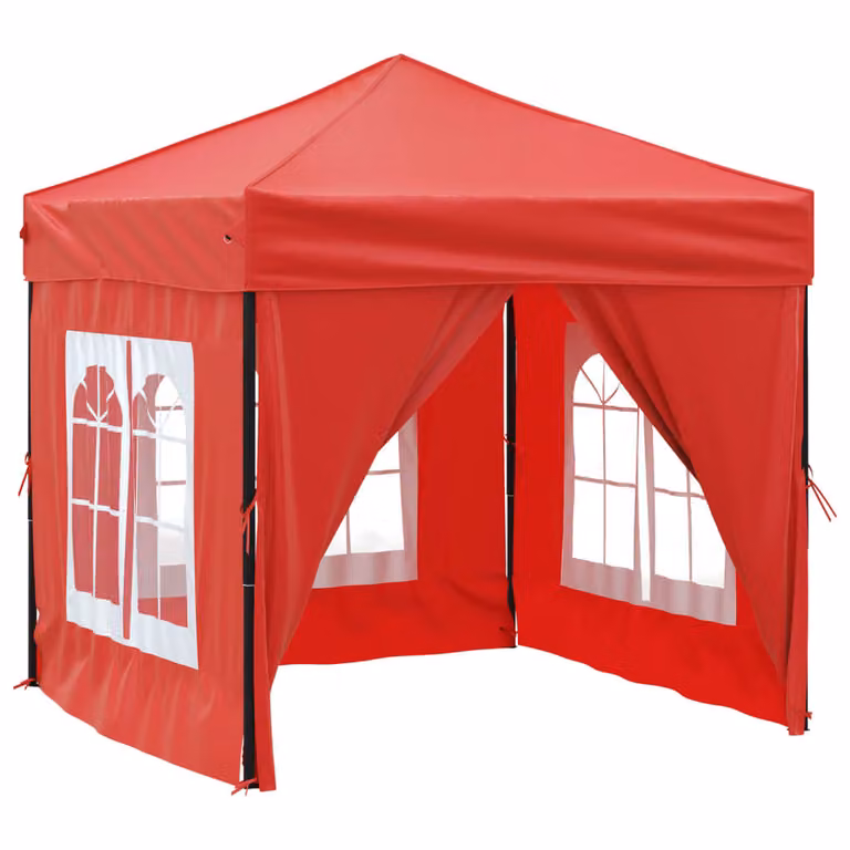 Carpa plegable Syfax para fiestas con paredes laterales y ventanas en color rojo, An/P/Al: 200 x 200 x 234 cm