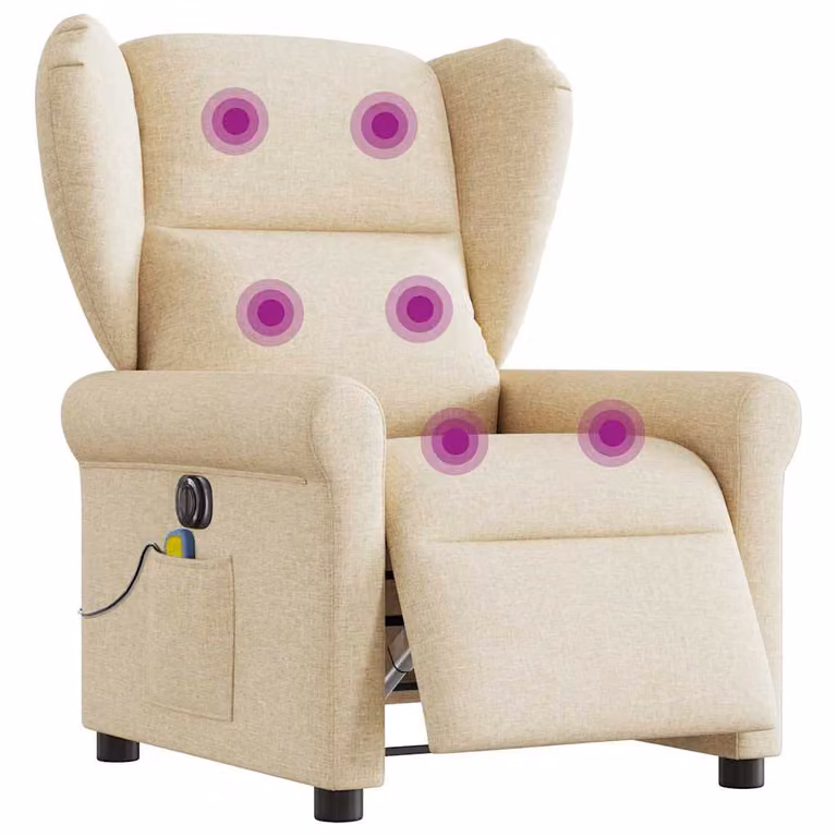 Sillón reclinable de masaje eléctrico vidaXL en color beige con estructura de madera y metal