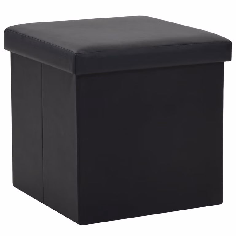 Set de 2 taburetes de almacenaje plegables vidaXL en cuero sintético negro