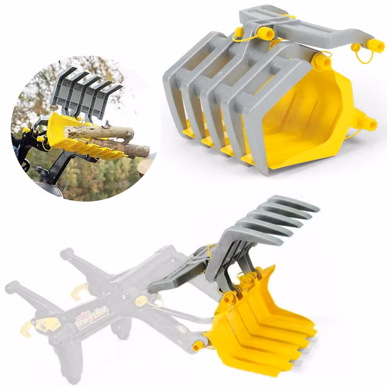 Accesorio Rolly Toys rollyTimber Loader para tractor, cargador de madera en colores gris, amarillo y verde
