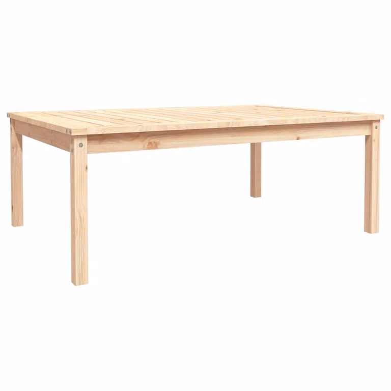Mesa de jardín Syfax de madera maciza de pino en color marrón, beige y multicolor, diseño rústico rectangular, An/P/Al: 121 x 82,5 x 45 cm